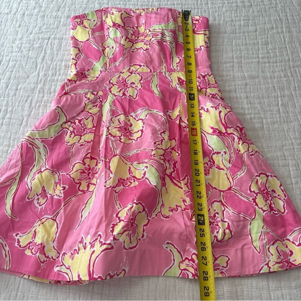 Lilly Pulitzer Blossom Strapless Lined Dress W/Pockets in Hotty Pink Day Size 6 - Picture 6 of 8